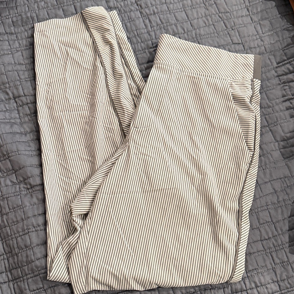 Athleta Gray and White Striped Brooklyn Pants